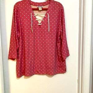 Ladies pink and white polka dot Top